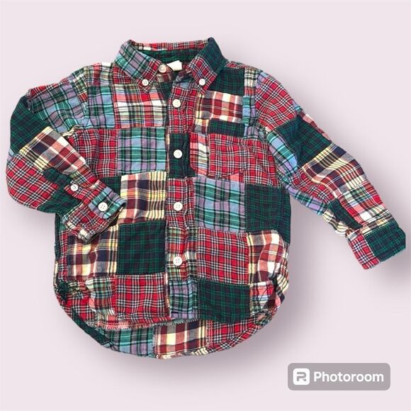 BABY GAP Madras Patchwork Plaid Button Down Shirt - Picture 1 of 8